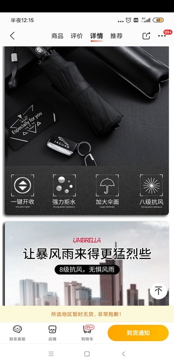 京东自营全自动加固超大双人伞