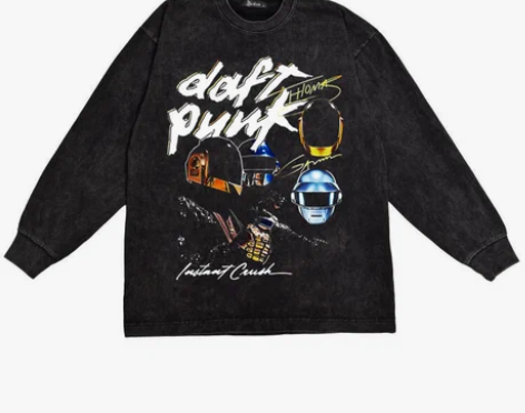 蠢朋克乐队Daft Punk美式小领口宽松...