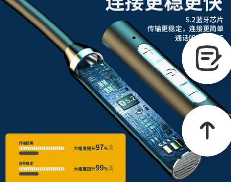 新款蓝牙无线耳机 挂脖运动双耳入耳颈挂式超...