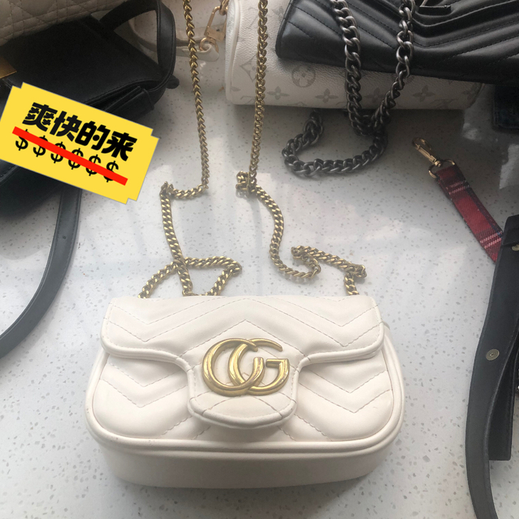 g家同款白色链条包