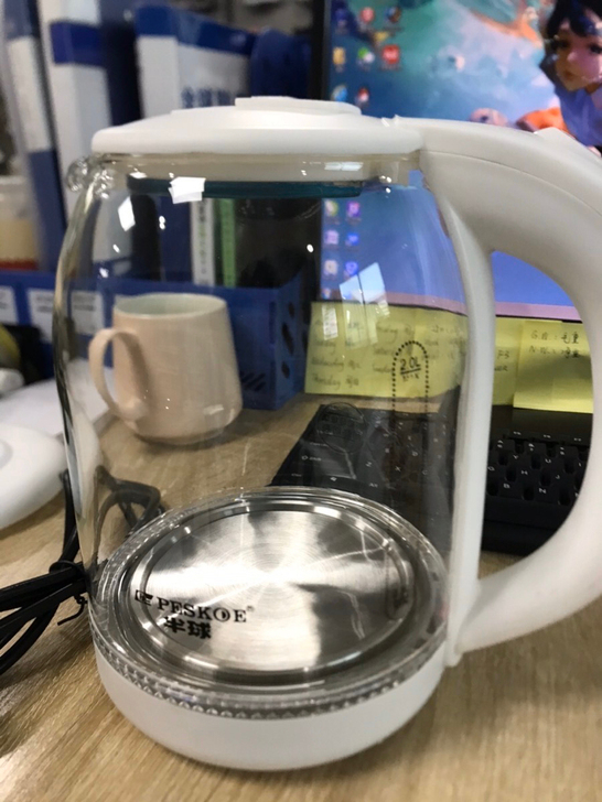 蓝光玻璃电热水壶，大容量不锈钢家用烧水壶容...