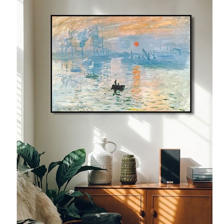 莫奈名画艺术客厅装饰画现代北欧餐厅挂画风景...