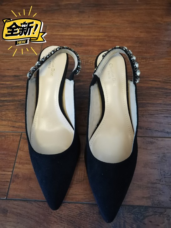 迪家高端仿版 砖石细跟单鞋凉鞋高跟鞋黑色 ...