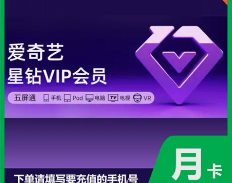 爱奇艺星钻月卡1个月 银河奇异果会员月卡3...