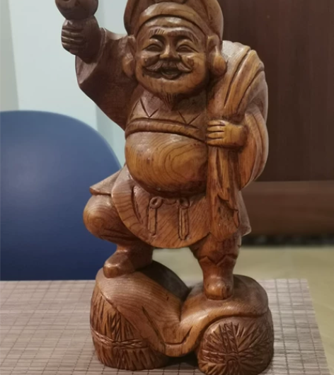日本 七福神 大黑天 木雕 木作，尺寸高3...