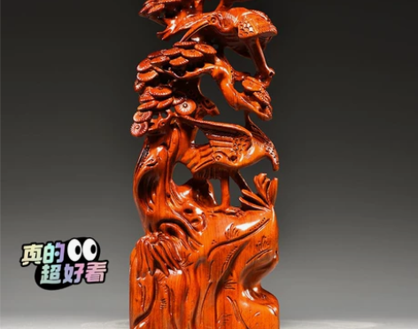 木雕馆不做了，清一批 精雕花梨木松鹤延年摆...