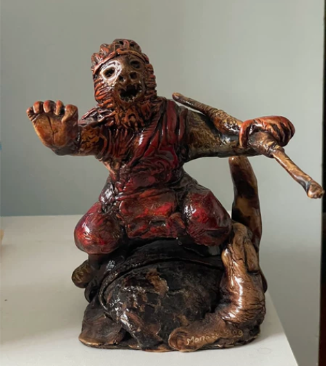 齐天大圣木雕手工艺品，高17cm，底座约1...