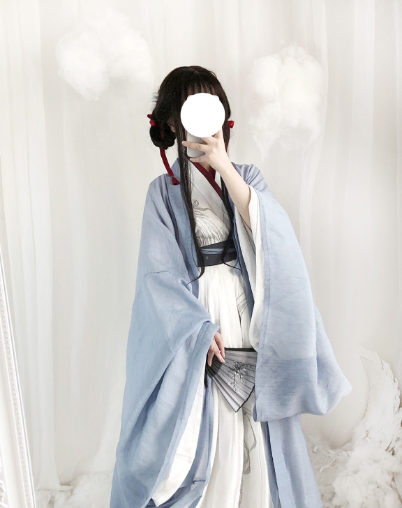 汉服 神相魏晋风传统广袖交领刺绣上衫一片式...