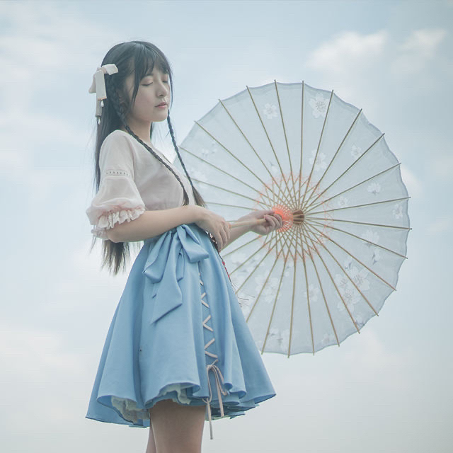 徐娇织羽集汉服元素【微雨】系列连衣裙两件套...