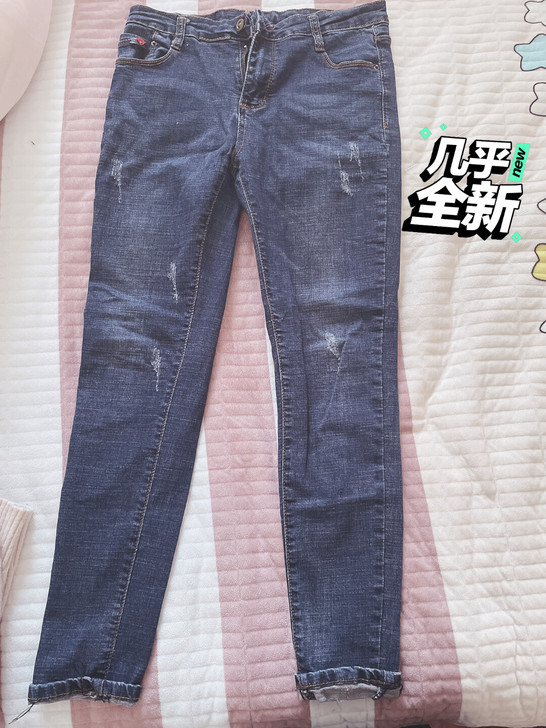 女式春秋款牛仔裤中腰30码L码有弹性中腰铅...