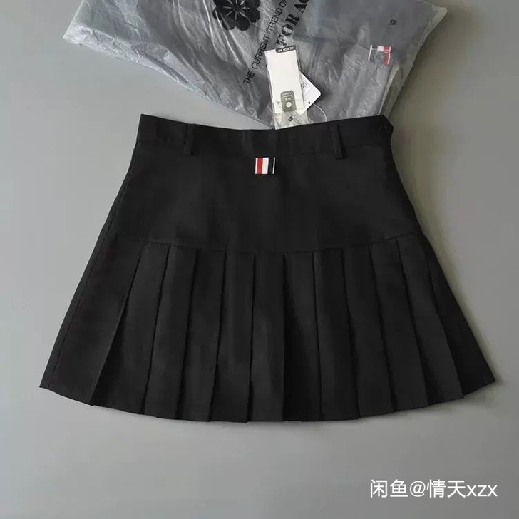 TB百褶裙春夏新款高腰学院风西装料夏季A字...