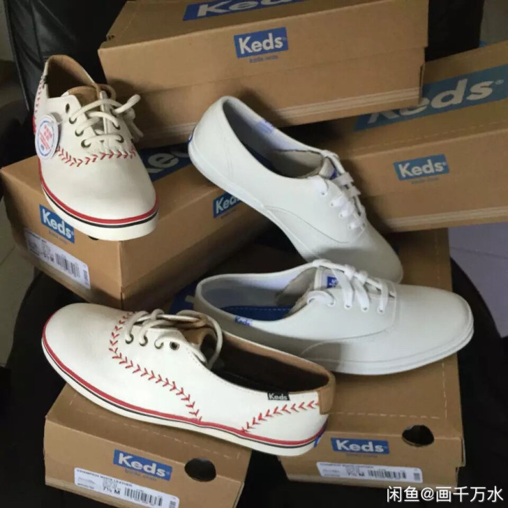 Keds女鞋皮面板鞋小白鞋薄底鞋 实体店清...