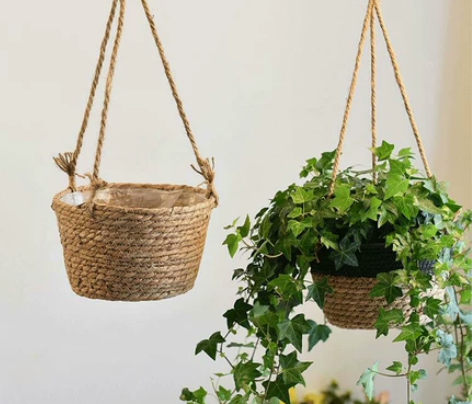 草编吊篮花篮编织花盆吊兰盆栽植物 仓库升级...