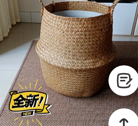 【送防水壳】草编织花篮花盆草编花盆手工折叠...