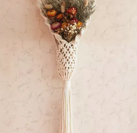 挂毯手工编制花篮壁挂民宿软装壁挂手工编织棉...