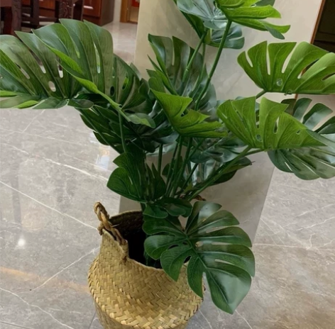 送花篮仿真龟背竹植物盆栽仿真绿植客厅室内软...