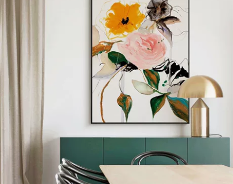 现代抽象花卉花卉叶子客厅装饰画植物玄关画轻...