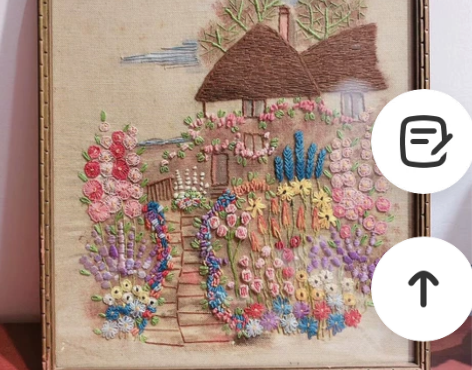 英国回流手工刺绣画 图案上略微年代斑 收藏...