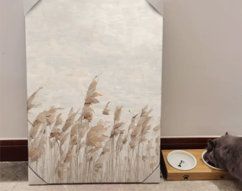 侘寂风手绘风装饰画 入户玄关挂画客厅无框画...