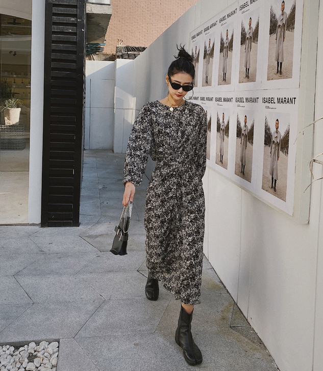 2020春夏ins收腰显瘦chic法式复古...