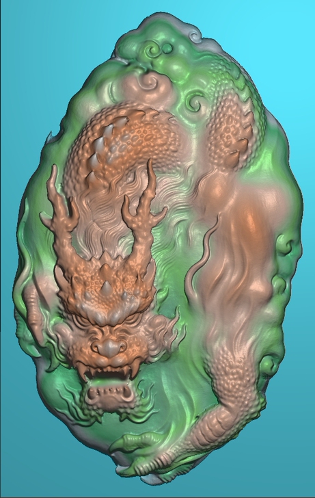 电脑精雕，玉雕、浮雕、木雕大师随行龙牌雕刻图