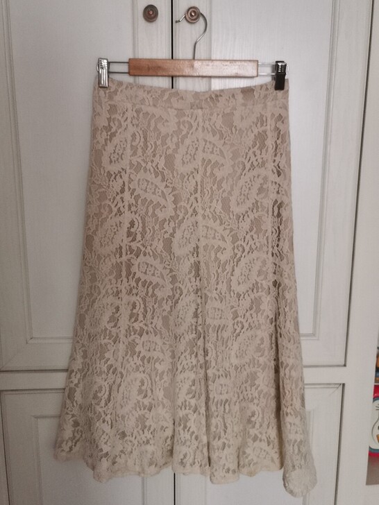 杏色蕾丝鱼尾裙,穿过两次,九成以上新,无奈...