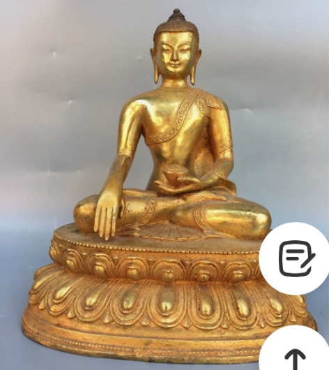 旧藏纯铜鎏金佛像 释迦牟尼佛 纯铜佛像 老...