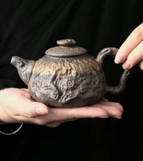 古早烧鎏金铁釉粗陶茶壶老岩泥复古功夫茶小单...