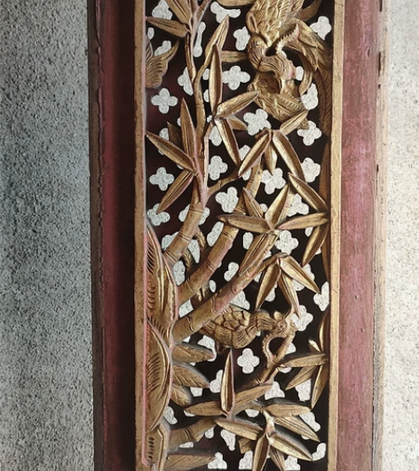 精品清代鎏金雅竹花板一片，工艺品相好，喜欢...