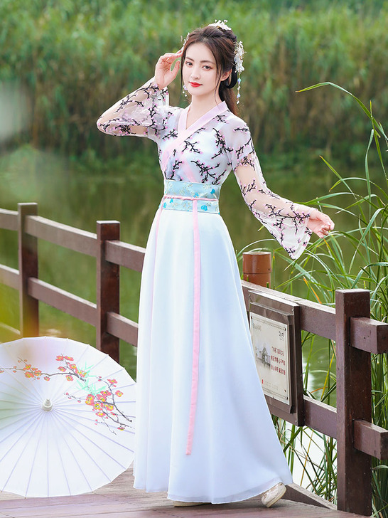 白色汉服女正品原创中国风春秋古装飘逸古风改...