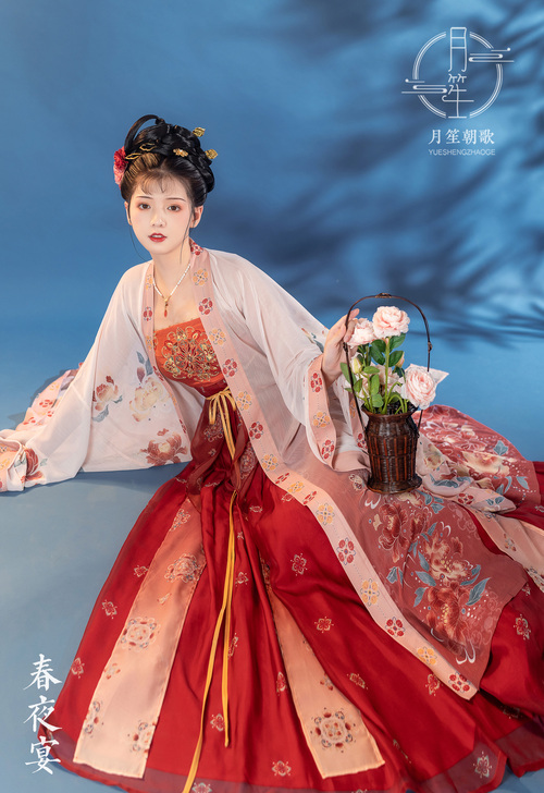 月笙朝歌 春夜宴  唐制诃子裙 大袖衫 刺...