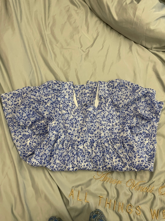 泡泡袖碎花裙【包邮】