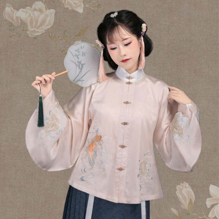 织闻清渊立领对襟上袄明制短袄马面裙秋冬琵琶...