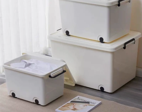 收纳箱塑料带轮衣服玩具整理箱被子储物箱加厚...