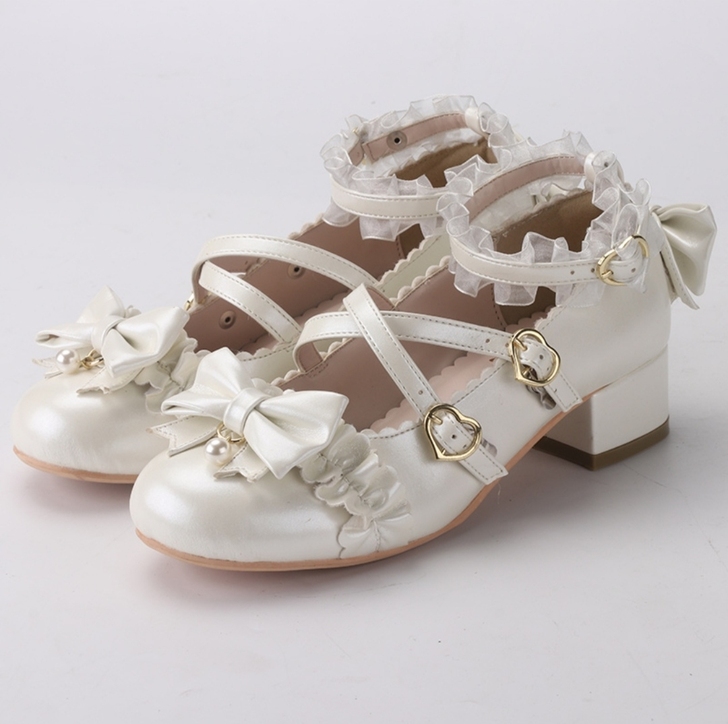 心萌少女原创lolita鞋基础款蝶花星优雅...