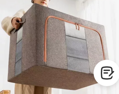 【高品质 棉麻收纳箱】大号牛津布钢架收纳箱...