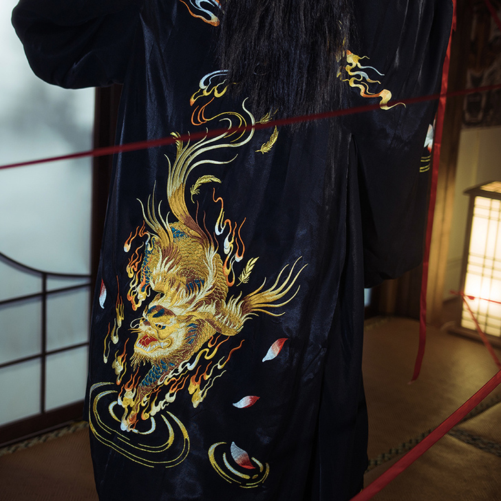 序绘原创 辟邪 麒麟祥瑞大袖披风外套重工刺...