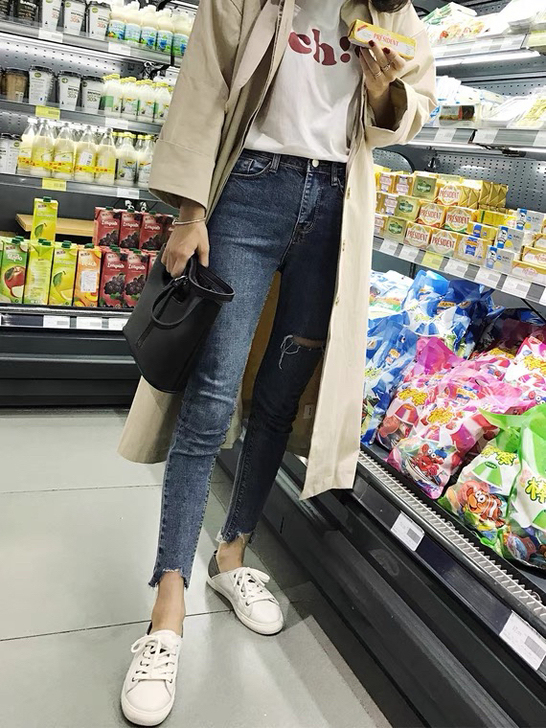 全新牛仔小脚裤,m码,腰围63到72,