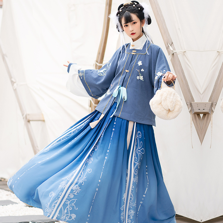 汉服女中国风原创明制立领方领半袖仙气飘逸古...