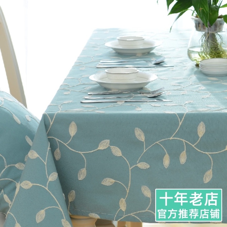 绣花餐桌布 简约涤棉布艺茶几布韩式田园风简...