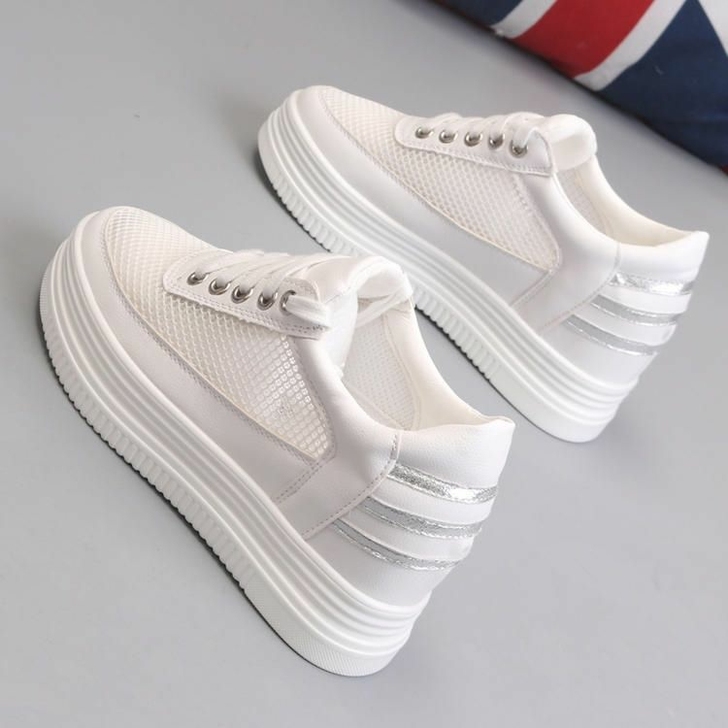 内增高小白鞋女夏厚底网面透气板鞋女休闲女鞋