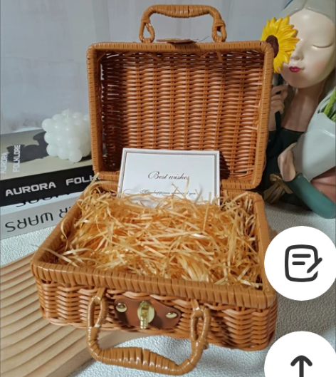 复古仿藤箱塑料编织手提箱伴娘伴手礼伴郎婚礼...