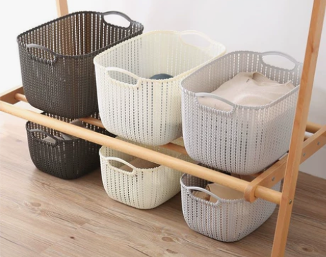 仿藤编收纳筐零食玩具杂物整理篮子手提衣物储...