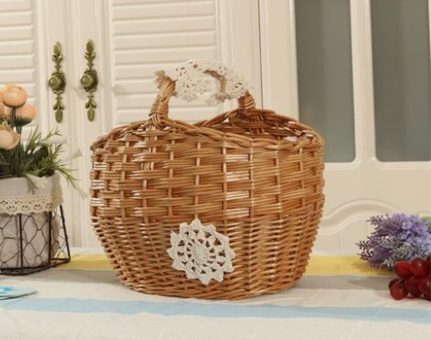 藤编篮子小花篮水果篮手提包买菜购物篮菜篮子...
