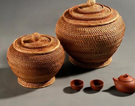 全新越南藤编手工收纳七子饼茶叶罐，沱茶散茶...