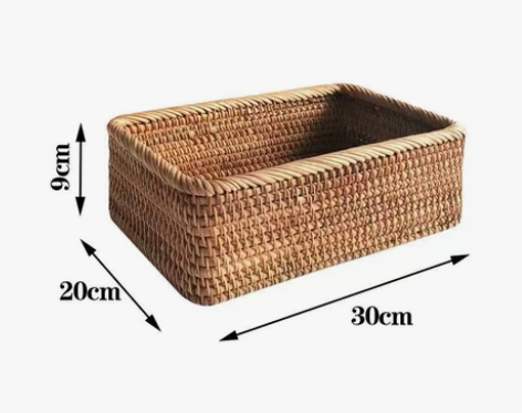 【仓库清货桌面收纳筐】越南藤编手工编织长方...