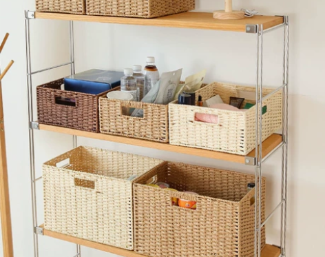 全新包邮日式收纳箱草编藤编收纳筐家用大容量...