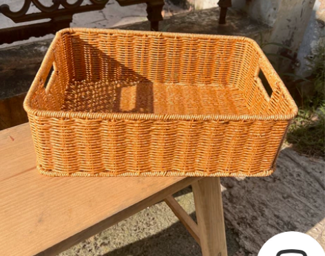 清仓特价 浅咖色藤编双把手长方形收纳筐 工...