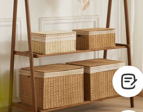 日式藤编收纳筐家用带盖衣服整理箱杂物玩具零...