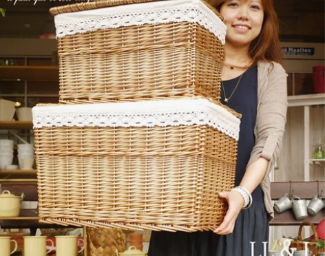 藤编收纳箱 柳编藤编包邮特大号田园带盖收纳...